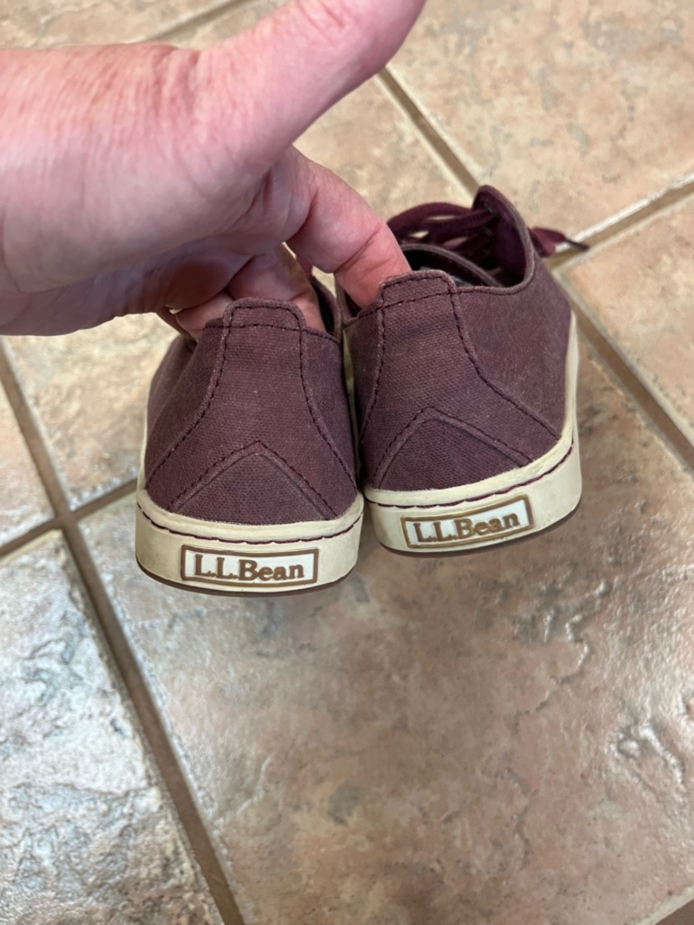 L.L. Bean Low-Top Canvas Sneakers in Burgundy Plum